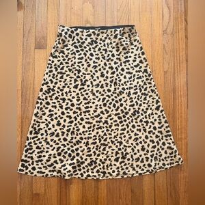 Leopard Print A-Line High Rise Midi Skirt - Beige and Black